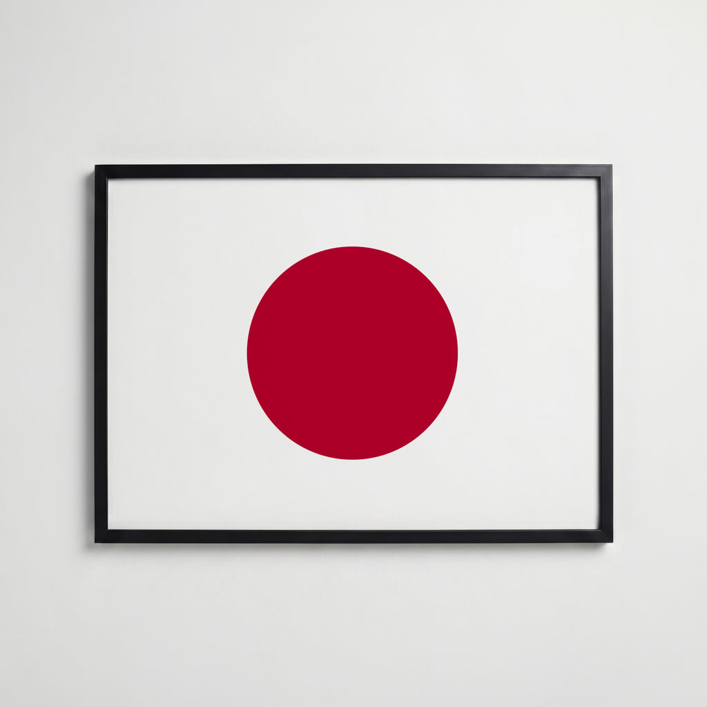 Japan National Flag Poster i svart ram – stilren konsttryck som väggdekor från Bozetto