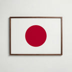 Japan National Flag Poster i valnötsram – varm konstaffisch för hemmet från Bozetto