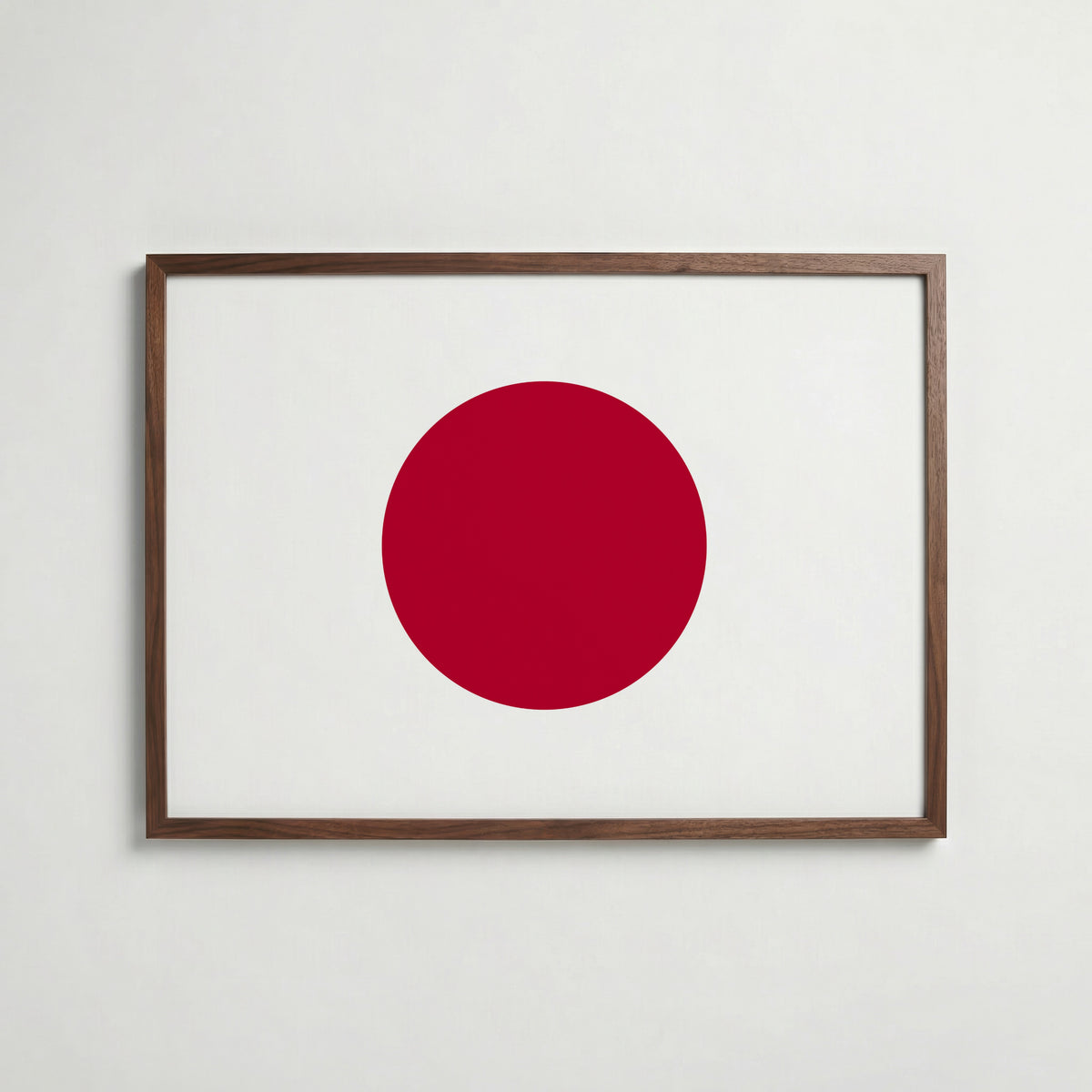 Japan National Flag Poster i valnötsram – varm konstaffisch för hemmet från Bozetto