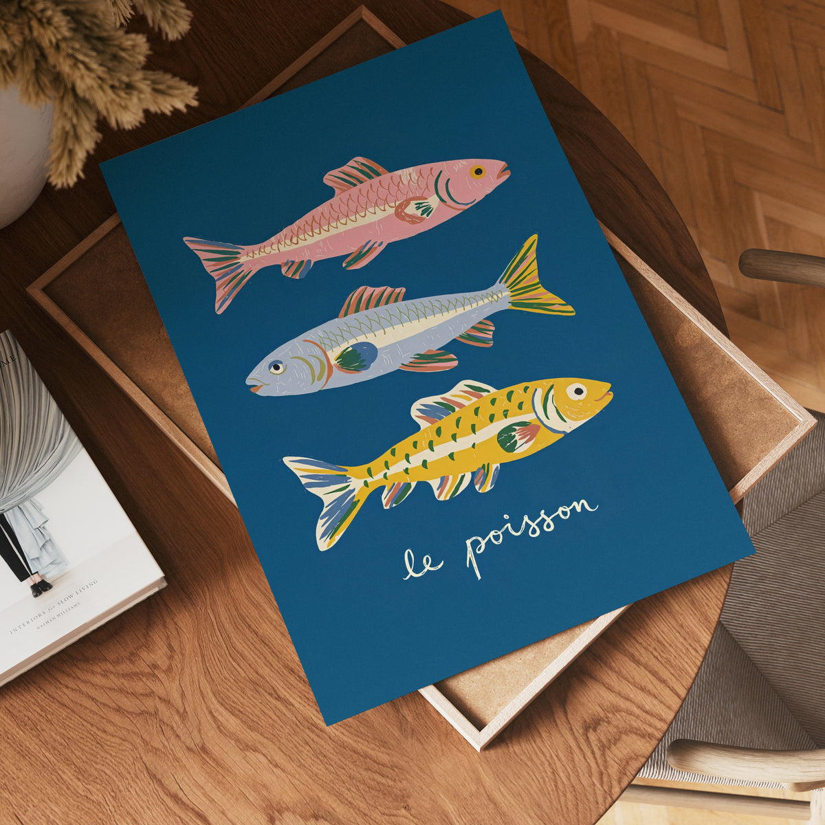 French Fish Illustration poster visad rakt fram – Bozetto affisch i hög tryckkvalitet