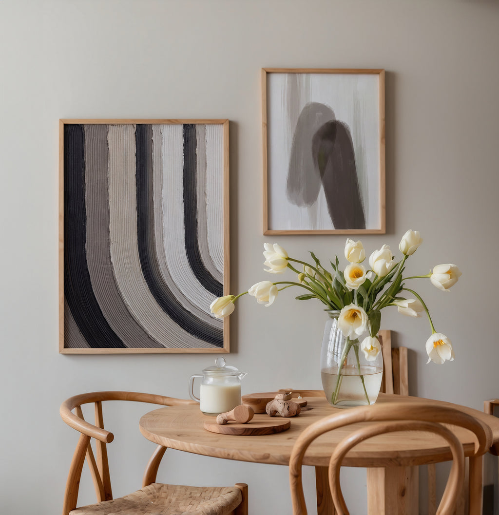 Charcoal Cascade Poster – två posters i rum 2