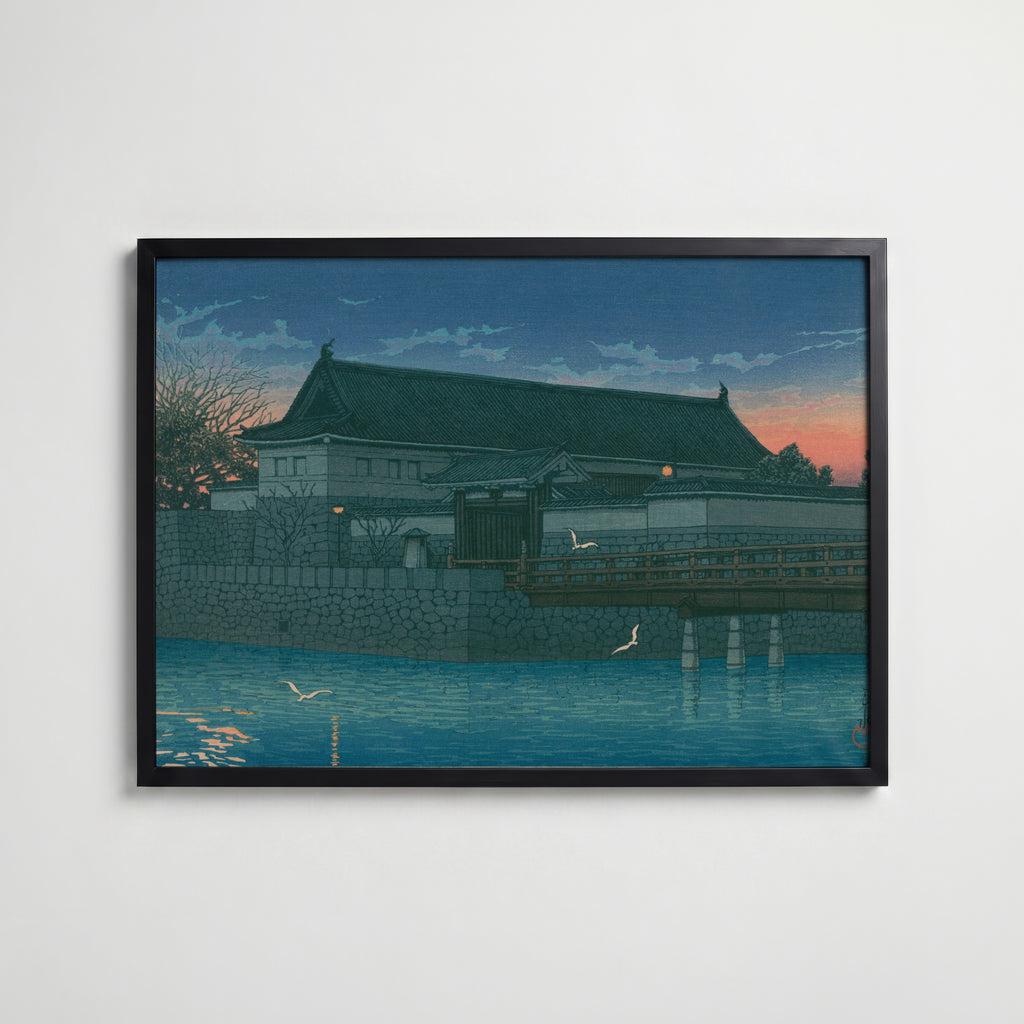 Hasui Kawase Hirakawa Gate 1930 Poster – svart ram