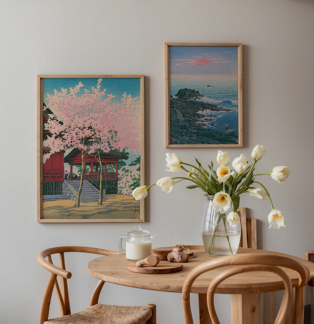 Hasui Kawase Kiyomizu-do Temple in Ueno 1928 Poster – två posters i rum 2
