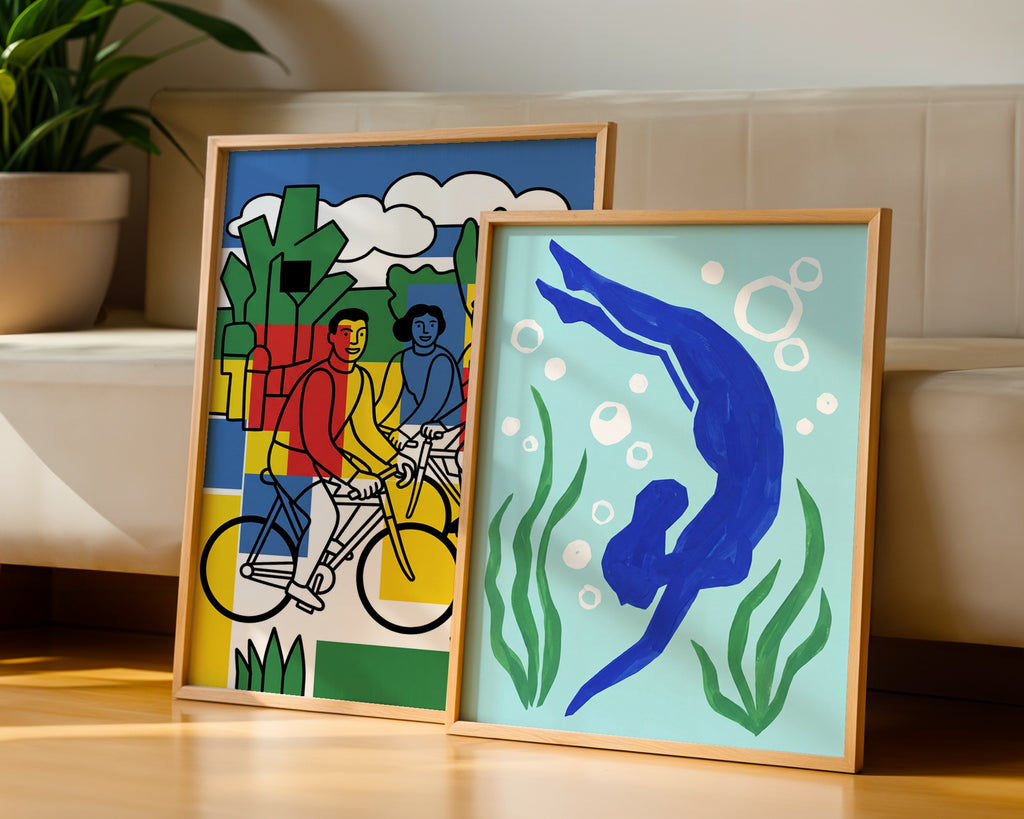 Henri Matisse The Swimmer Poster – två posters i rum 2