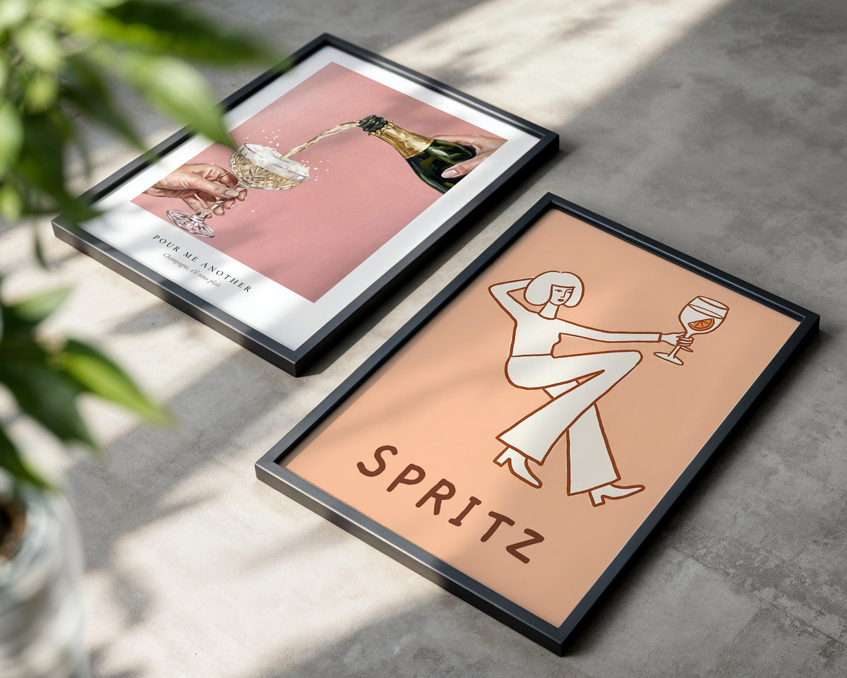 Peach Spritz Lounge Poster – två posters i rum 2