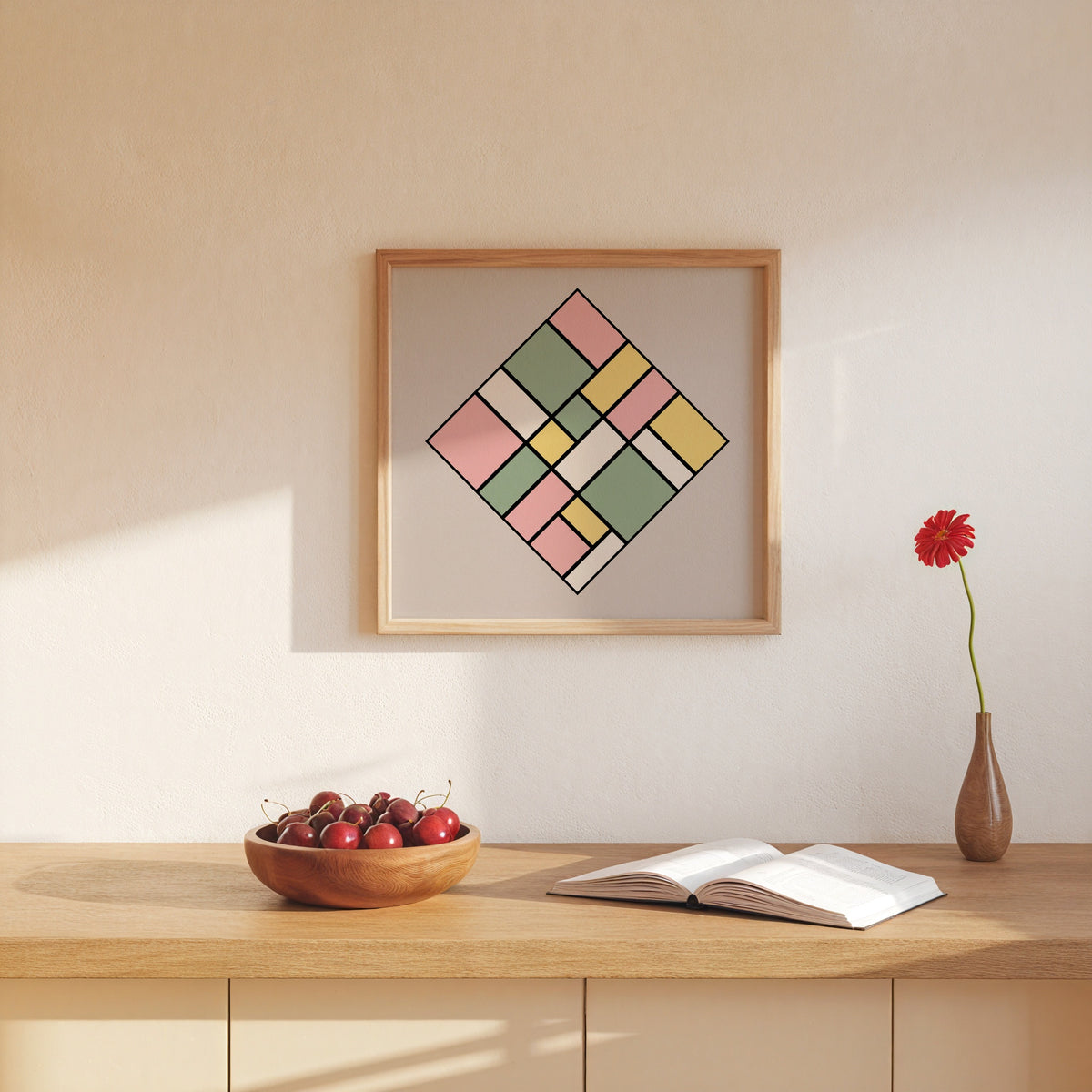 Piet Mondrian Pastel Lozenge Poster – i rum 5