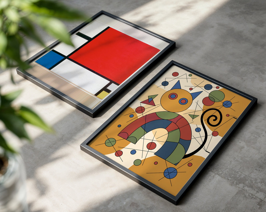 Wassily Kandinsky Geometric Cat Poster – två posters i rum 2