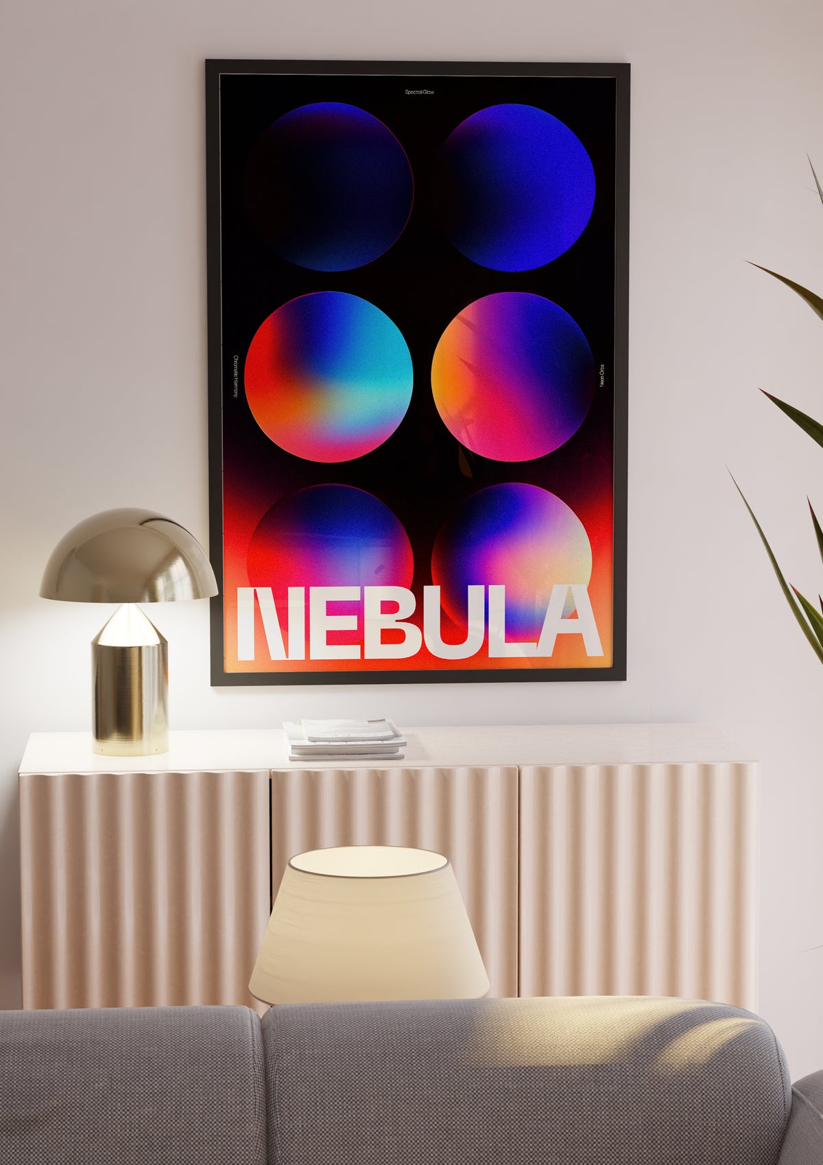 Storleksjämförelse för Nebula Color Study affisch – Bozetto erbjuder flera format