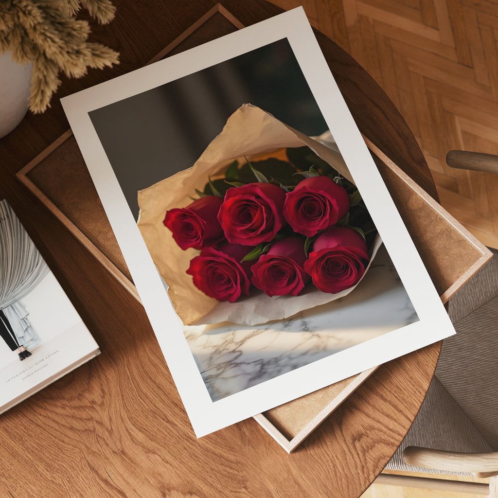 Storleksjämförelse för Romantic Red Roses affisch – Bozetto erbjuder flera format