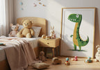 Green Dino poster visad rakt fram – Bozetto affisch i hög tryckkvalitet i hög tryckkvalitet