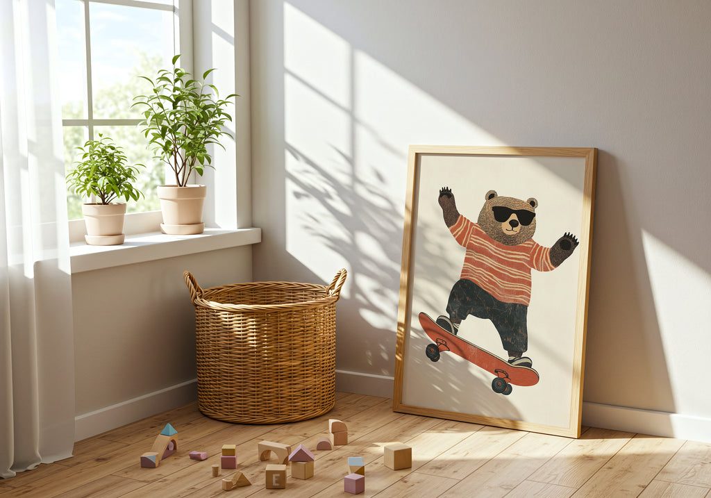Cool Bear on Skateboard poster visad rakt fram – Bozetto affisch i hög tryckkvalitet