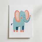 Peachy Elephant – stilfullt konsttryck från Bozetto, tryckt på matt finpapper i hög tryckkvalitet