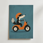 Scooter Skunk – stilfullt konsttryck från Bozetto, tryckt på matt finpapper i hög tryckkvalitet