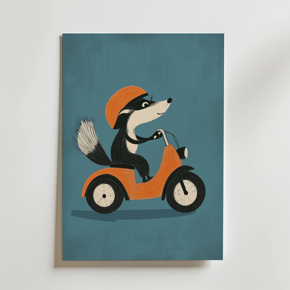 Scooter Skunk – stilfullt konsttryck från Bozetto, tryckt på matt finpapper i hög tryckkvalitet