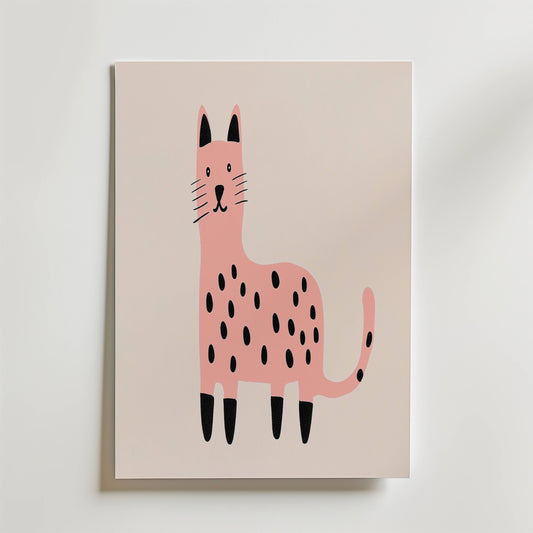 Pink Spotted Cat Poster