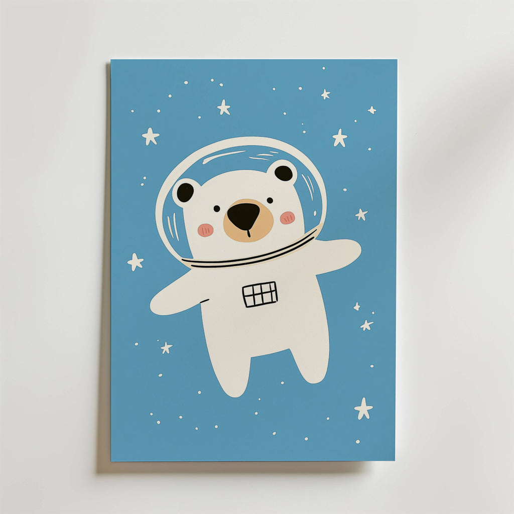 Space Bear – stilfullt konsttryck från Bozetto, tryckt på matt finpapper i hög tryckkvalitet