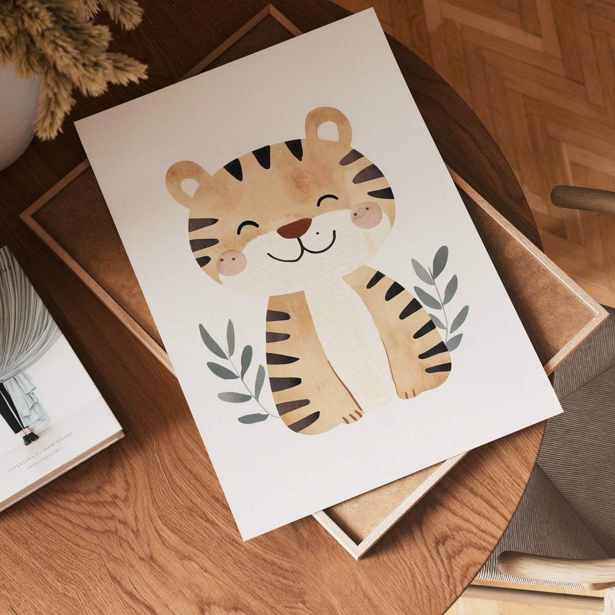 Happy Tiger – affisch med snyggt motiv, köp enkelt hos Bozetto i flera storlekar