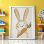 Mockup av Happy Bunny No.3 affisch på vägg – köp enkelt hos Bozetto i hög kvalitet