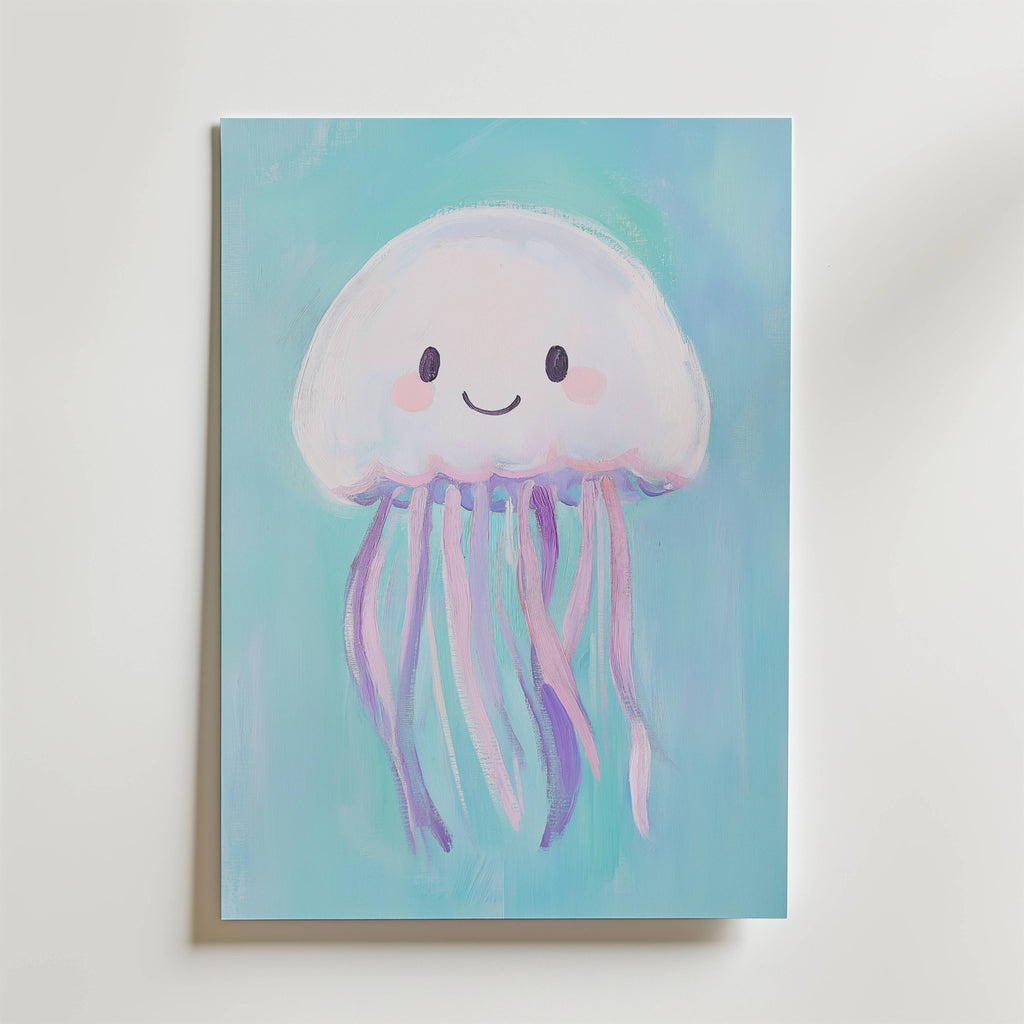 Happy Jellyfish – stilfullt konsttryck från Bozetto, tryckt på matt finpapper i hög tryckkvalitet