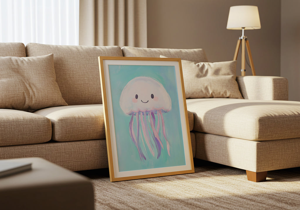 Happy Jellyfish poster visad rakt fram – Bozetto affisch i hög tryckkvalitet i hög tryckkvalitet