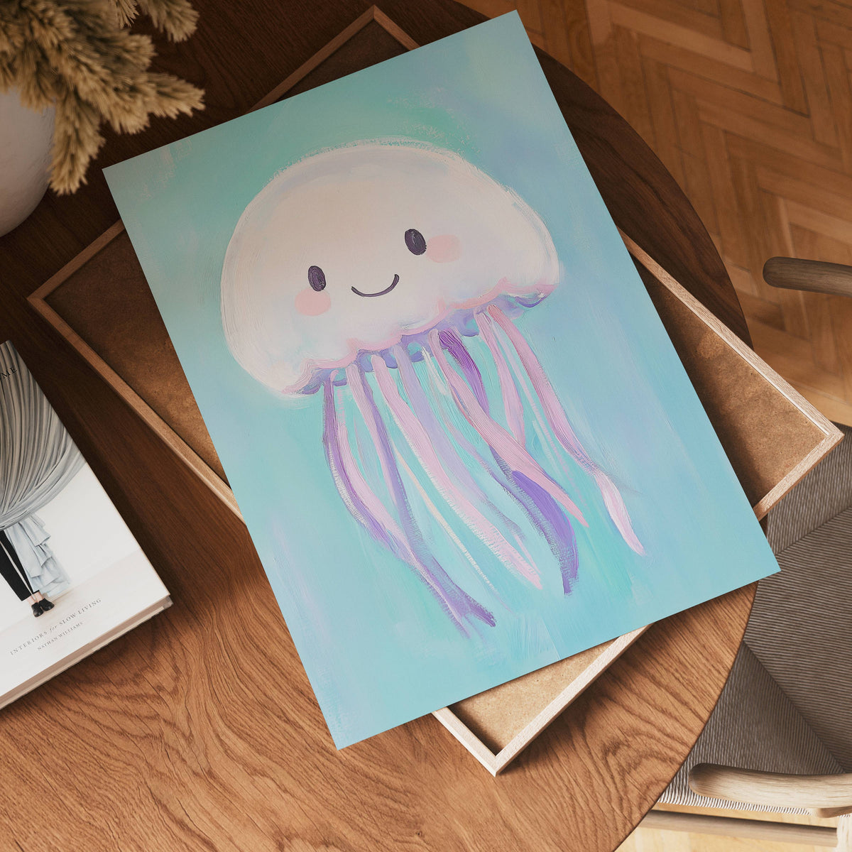 Happy Jellyfish – affisch med snyggt motiv, köp enkelt hos Bozetto i flera storlekar