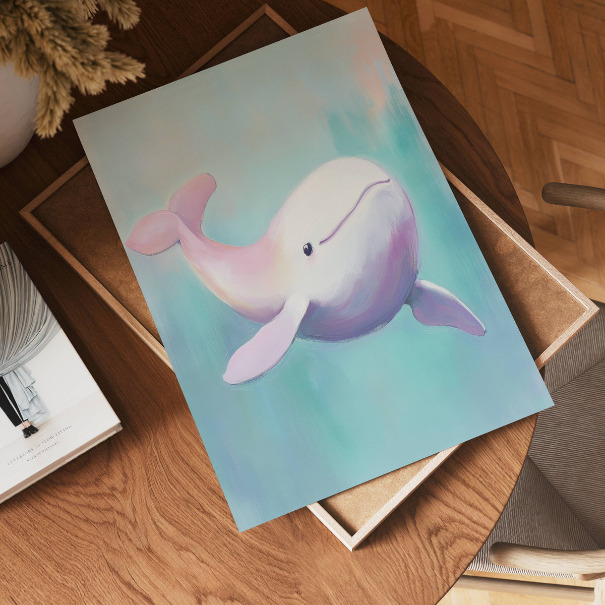 Pastel Whale – affisch med snyggt motiv, köp enkelt hos Bozetto i flera storlekar