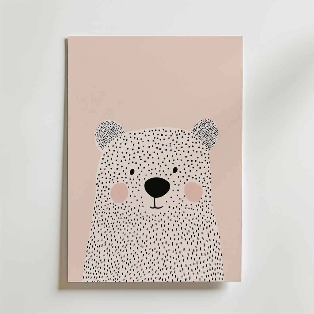 Happy Bear – stilfullt konsttryck från Bozetto, tryckt på matt finpapper i hög tryckkvalitet