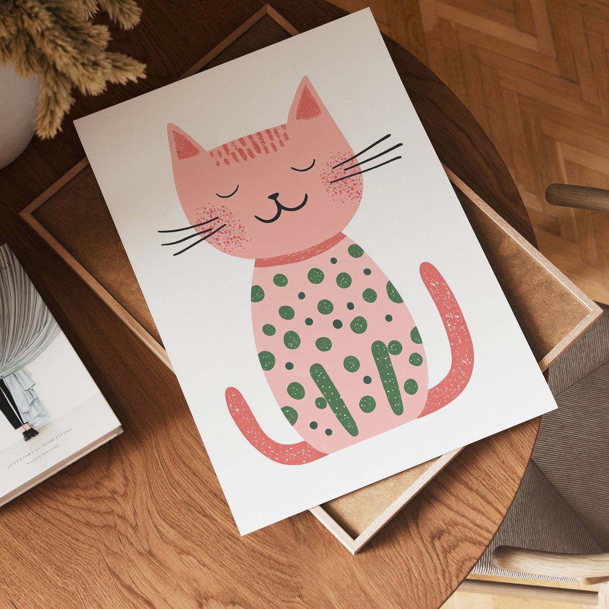 Pink Cat – affisch med snyggt motiv, köp enkelt hos Bozetto i flera storlekar i hög tryckkvalitet