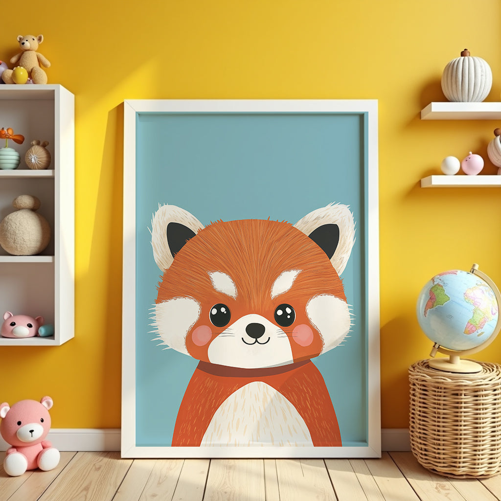 Mockup av Cute Red Panda affisch på vägg – köp enkelt hos Bozetto i hög kvalitet