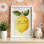 Väggmockup av Happy Lemon No.2 affisch på ljus tegelvägg – Bozetto konsttryck i hög tryckkvalitet