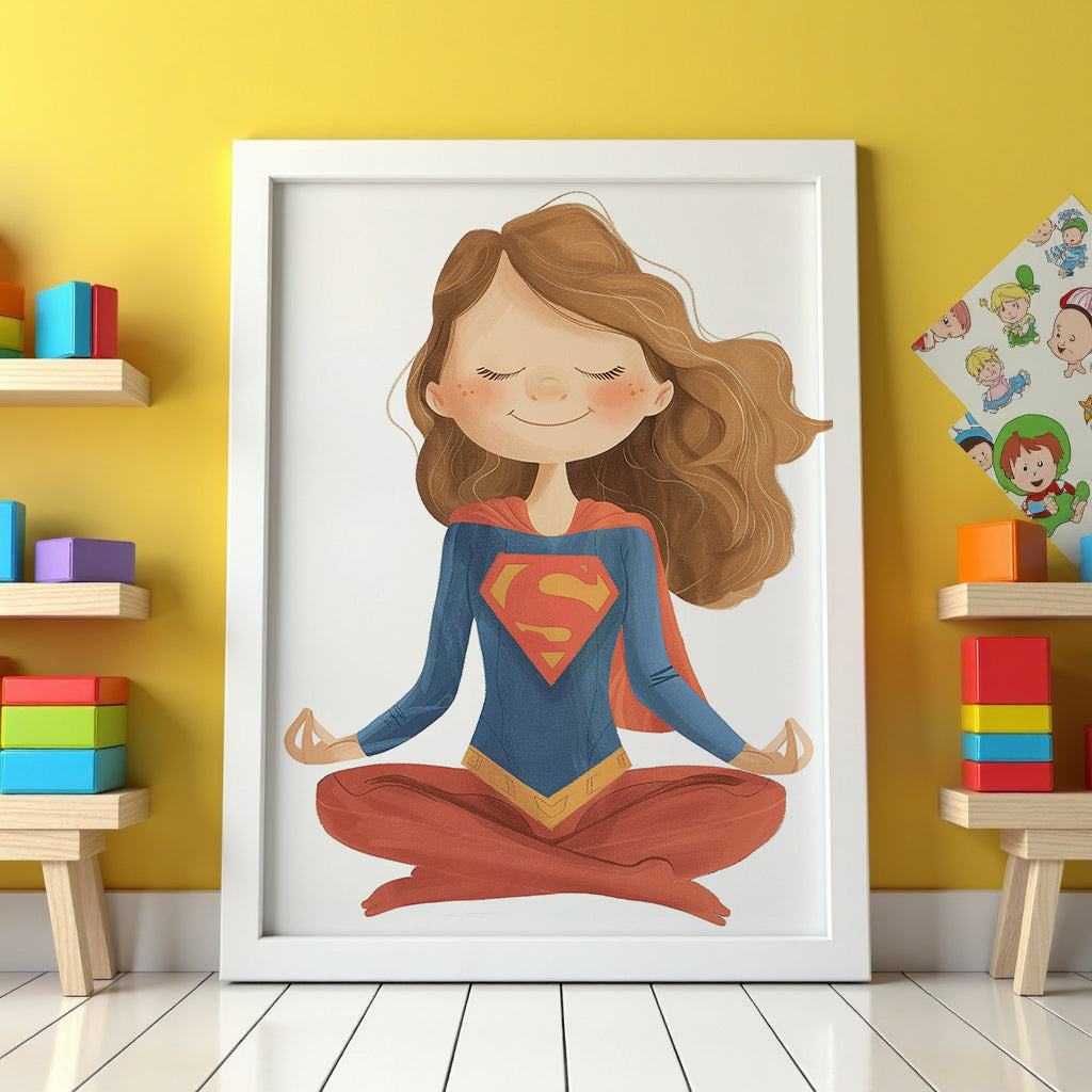 Mockup av Supergirl Calm affisch på vägg – köp enkelt hos Bozetto i hög kvalitet