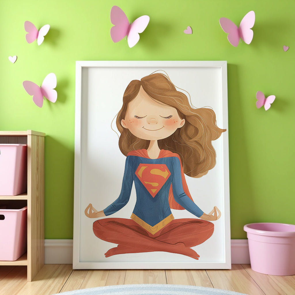 Väggmockup av Supergirl Calm affisch på ljus tegelvägg – Bozetto konsttryck i hög tryckkvalitet