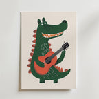 Dino Guitarist – stilfullt konsttryck från Bozetto, tryckt på matt finpapper i hög tryckkvalitet