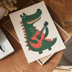 Dino Guitarist – affisch med snyggt motiv, köp enkelt hos Bozetto i flera storlekar