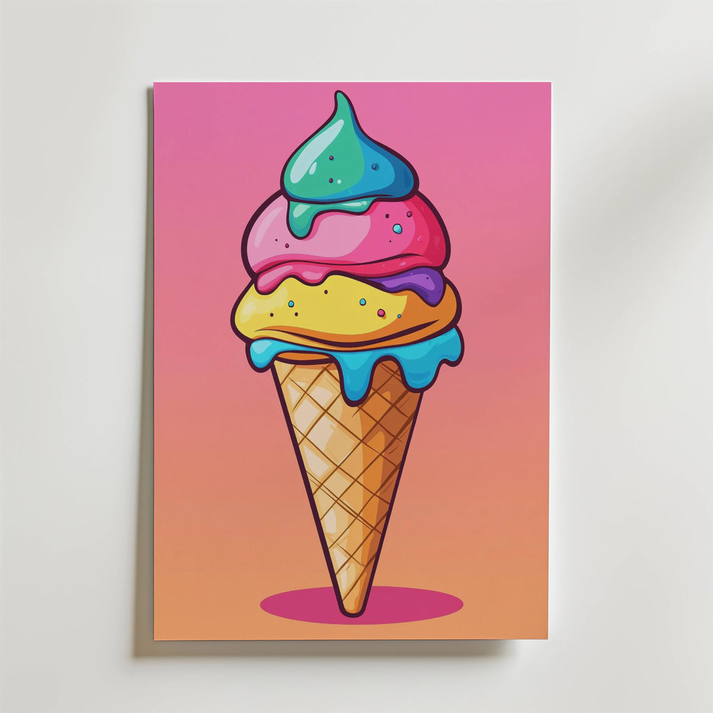 Rainbow Ice Cream – stilfullt konsttryck från Bozetto, tryckt på matt finpapper i hög tryckkvalitet