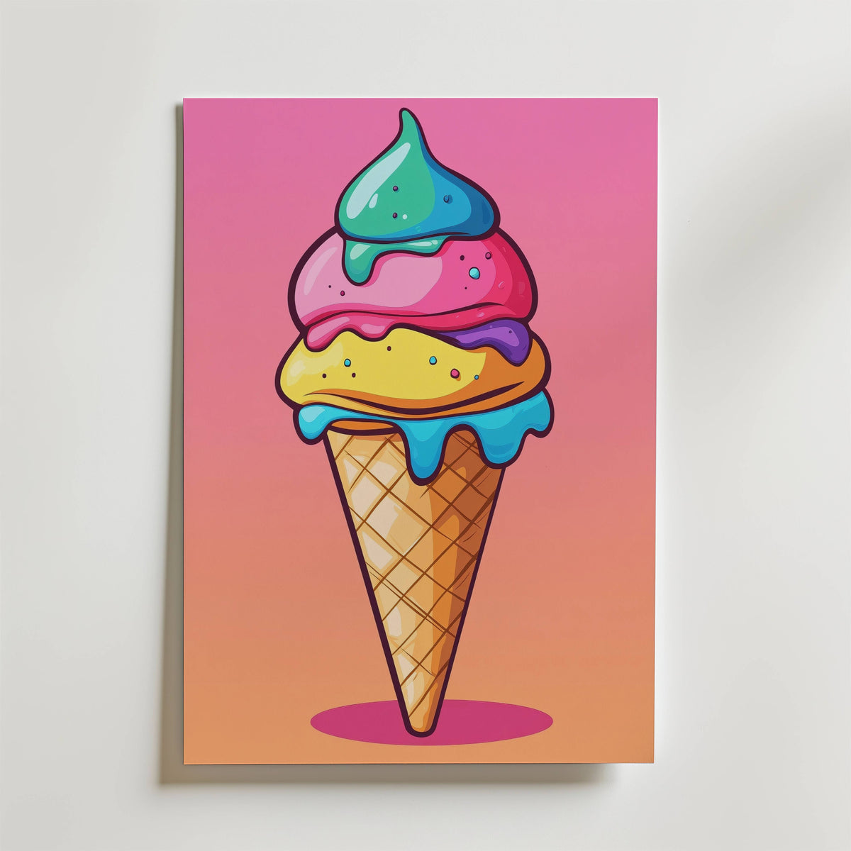 Rainbow Ice Cream – stilfullt konsttryck från Bozetto, tryckt på matt finpapper i hög tryckkvalitet
