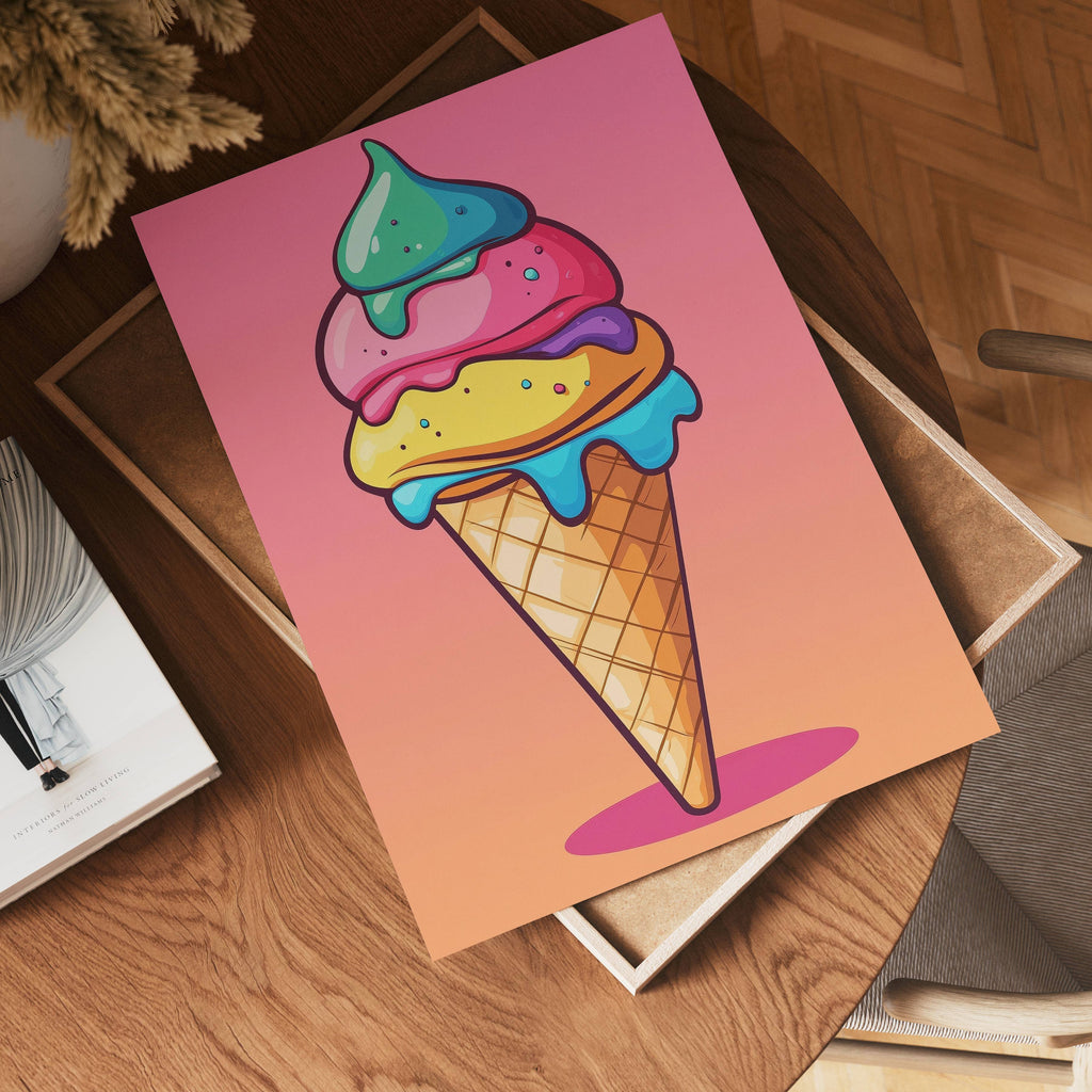 Rainbow Ice Cream poster visad rakt fram – Bozetto affisch i hög tryckkvalitet i hög tryckkvalitet