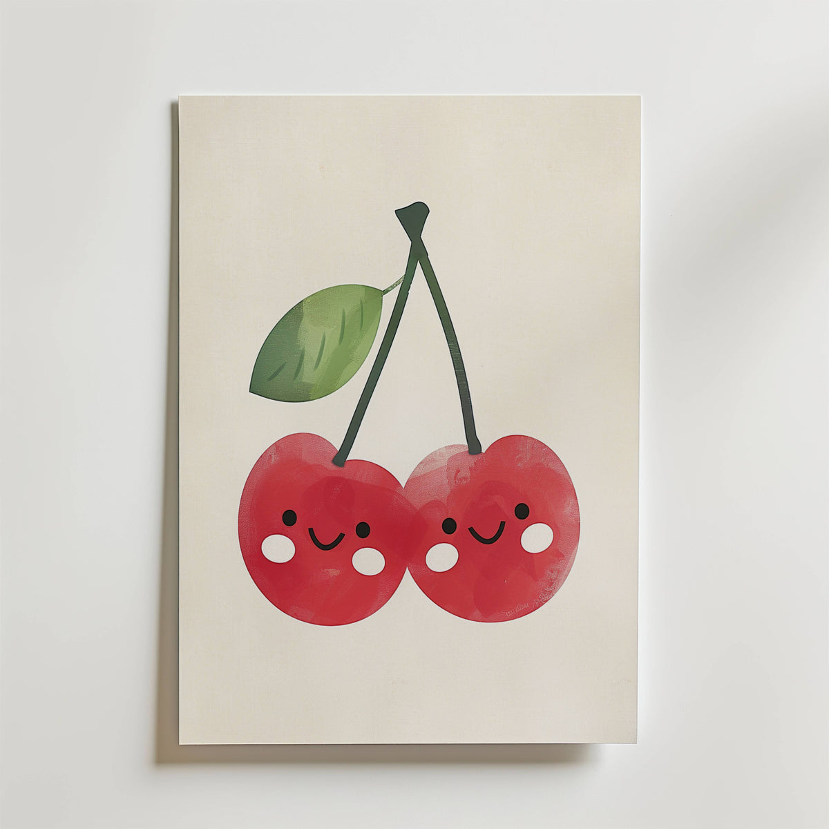Cherry Friends – stilfullt konsttryck från Bozetto, tryckt på matt finpapper i hög tryckkvalitet