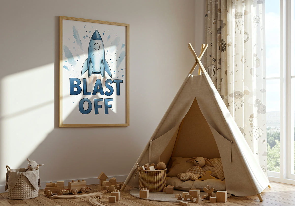 Blast Off – affisch med snyggt motiv, köp enkelt hos Bozetto i flera storlekar i hög tryckkvalitet