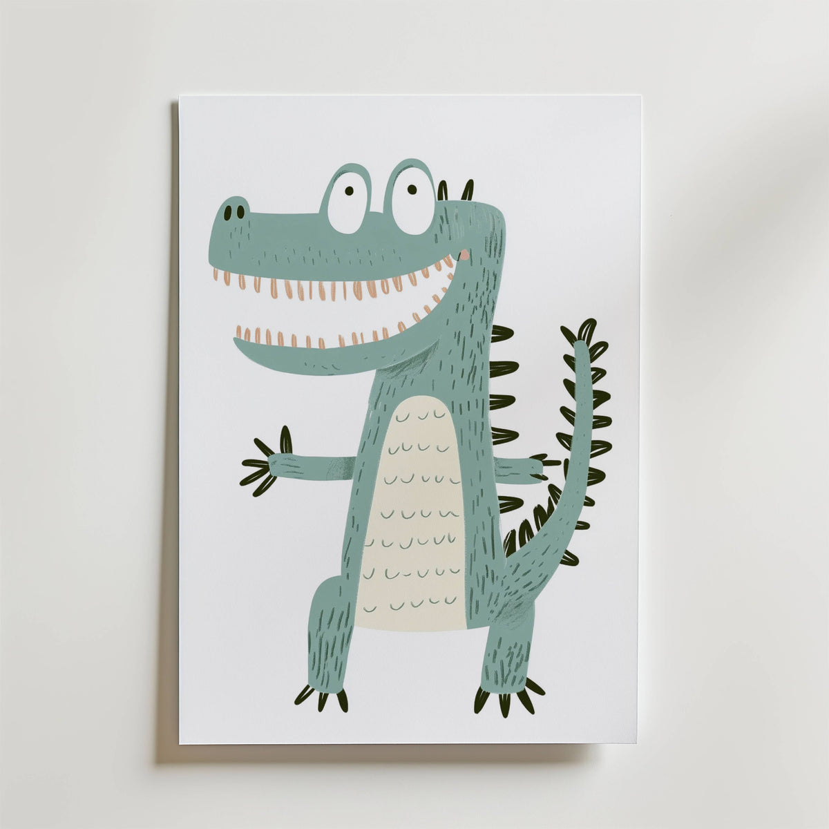 Happy Crocodile – stilfullt konsttryck från Bozetto, tryckt på matt finpapper i hög tryckkvalitet