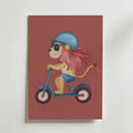 Cool Lion on Wheels – stilfullt konsttryck från Bozetto, tryckt på matt finpapper