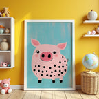 Väggmockup av Polka Pig affisch på ljus tegelvägg – Bozetto konsttryck i hög tryckkvalitet