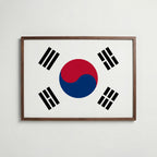 South Korea National Flag Poster i valnötsram – varm konstaffisch för hemmet från Bozetto
