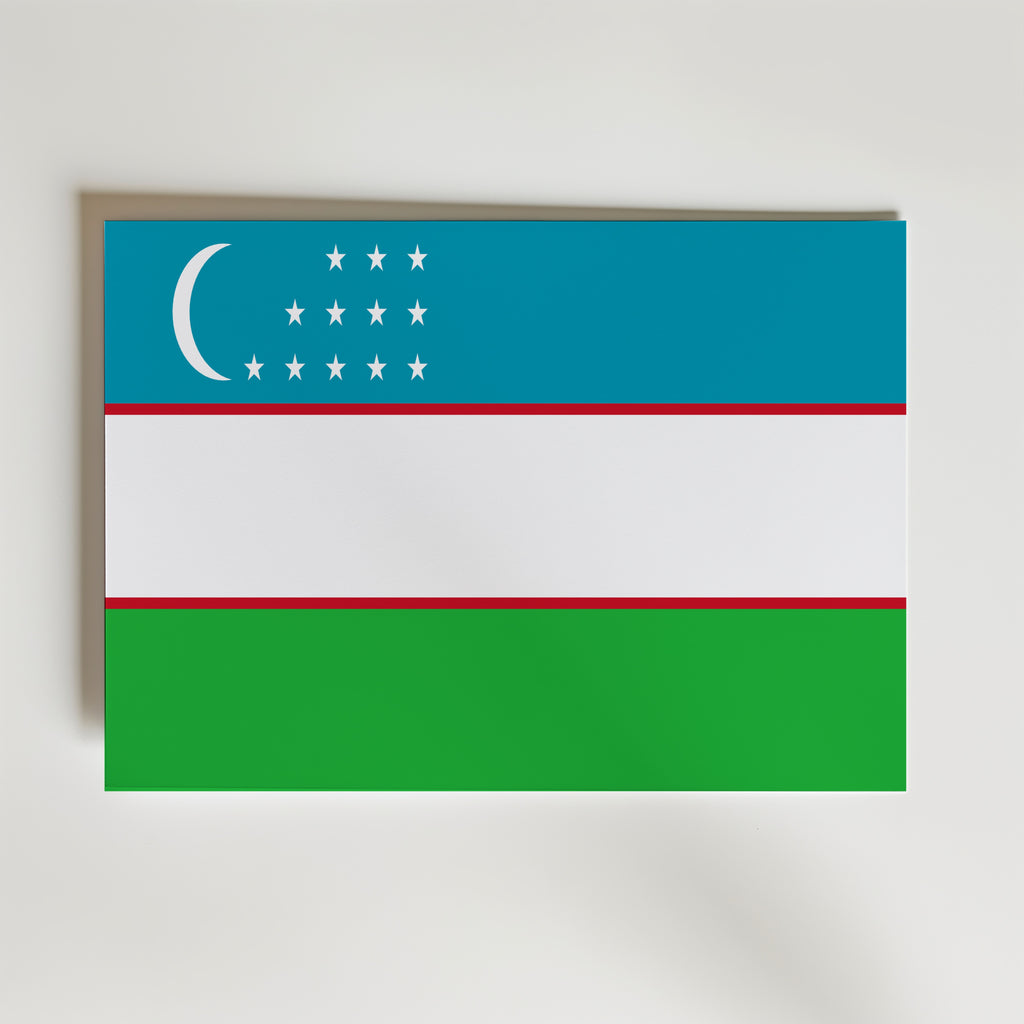 Uzbekistan National Flag Poster – modern konst och stilren konsttryck för hemmet hos Bozetto