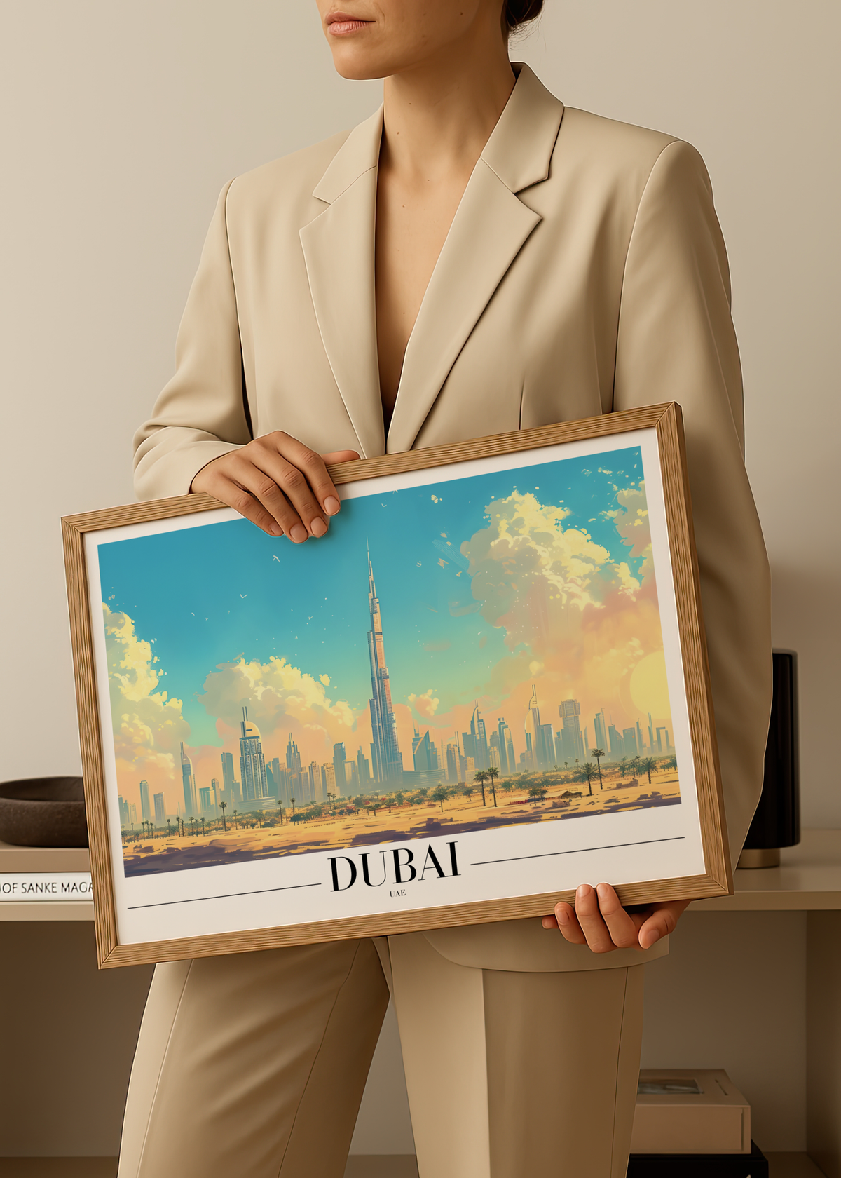 Dubai Skyline poster visad rakt fram – Bozetto affisch i hög tryckkvalitet i hög tryckkvalitet