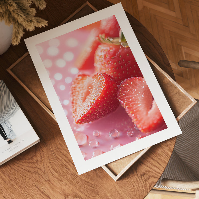 Wet Strawberries Poster
