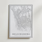 Storleksjämförelse för Helsingborg Karta affisch – Bozetto erbjuder flera format