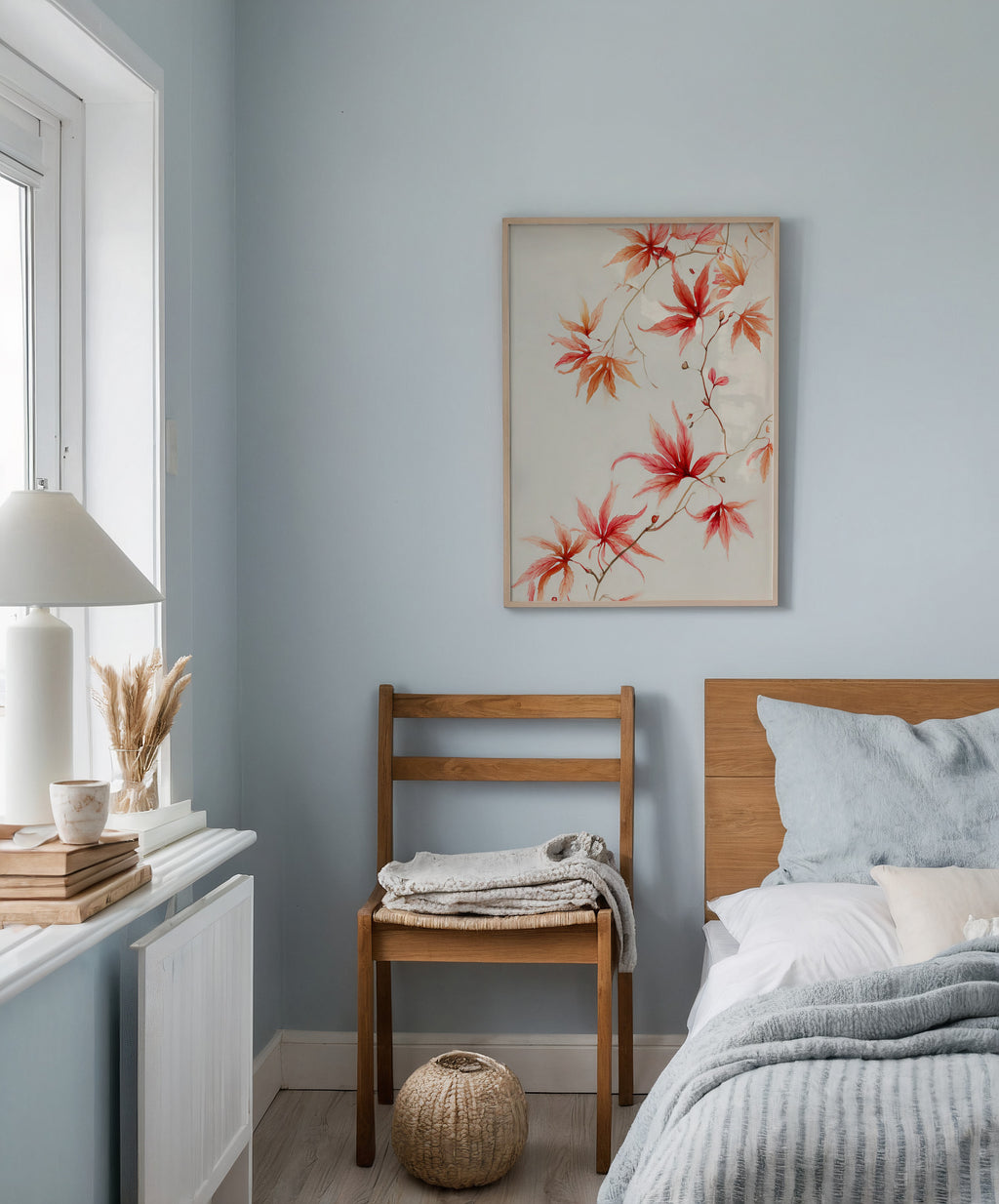 Väggmockup av Blush Maple affisch på ljus tegelvägg – Bozetto konsttryck i hög tryckkvalitet