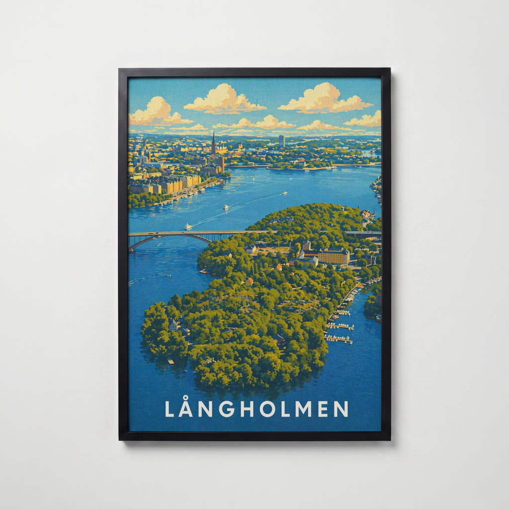 Långholmen Stockholm i svart ram på vägg – köp enkelt hos Bozetto affisch i hög kvalitet