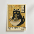 Kuro Neko Ramen Cat – stilfullt konsttryck från Bozetto, tryckt på matt finpapper